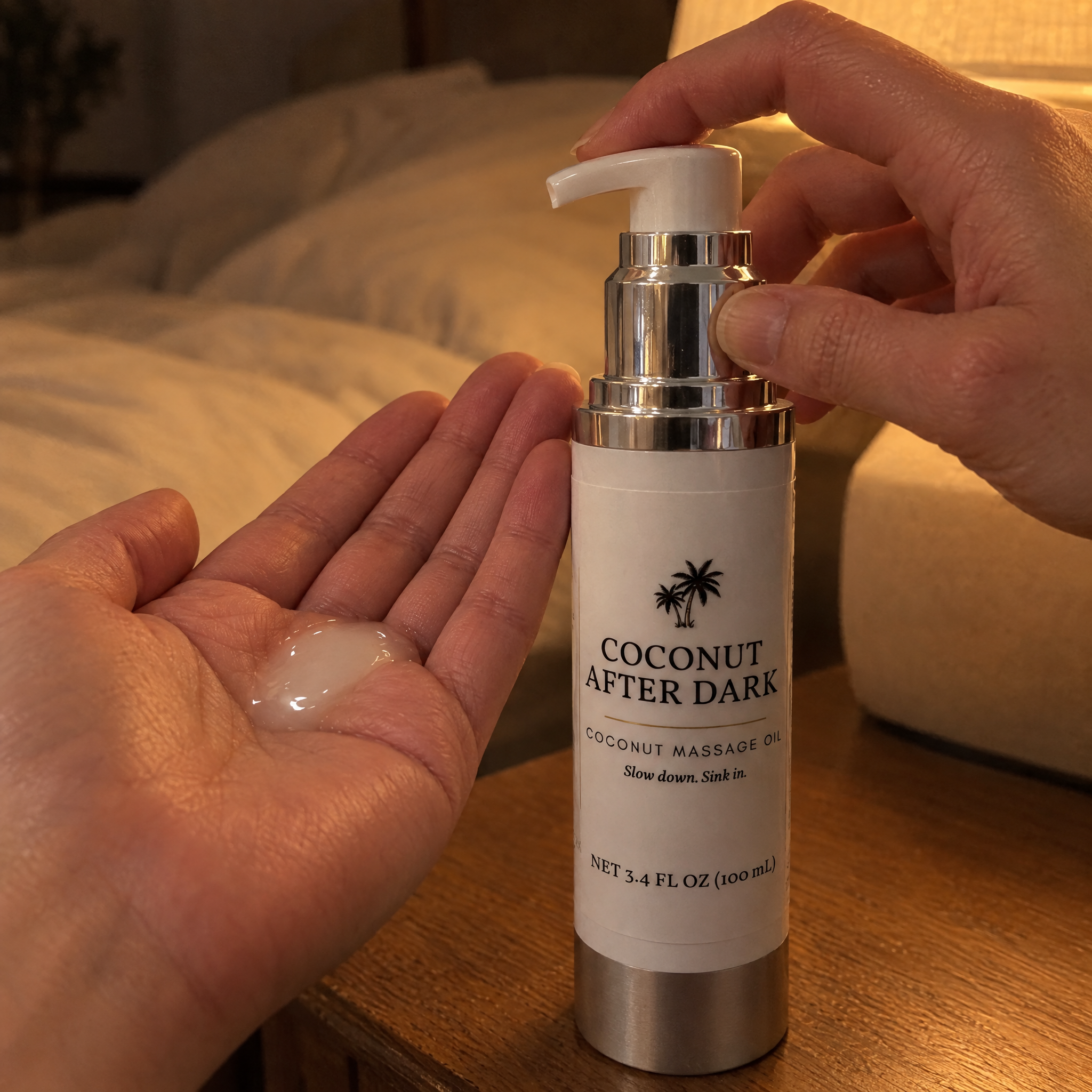 Coconut After Dark massage oil for giving your wife or girlfriend a massage at home