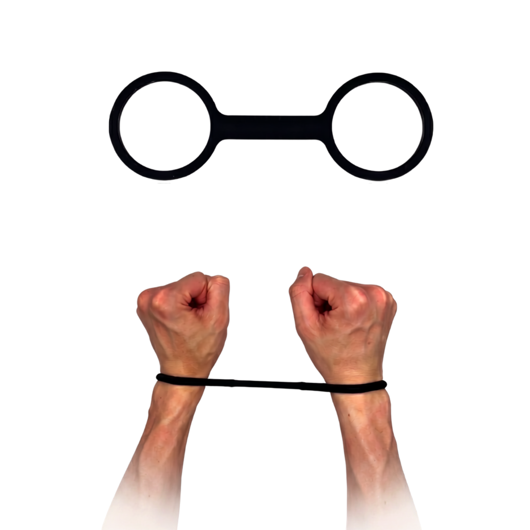 Esposas rubber handcuffs shown in use